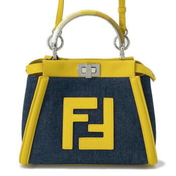 Fendi Peekaboo Iconic Denim Handbag Bag Shoulder - Picture 1 of 8